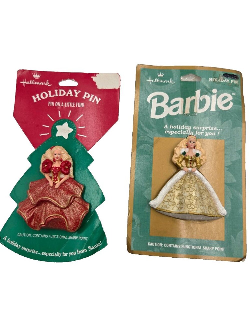 Vintage Hallmark Barbie Holiday Pins Lot Of 2 Read